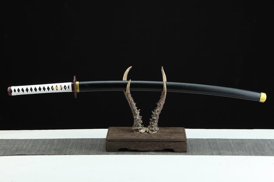 boxkatana Handmade Anime Katana Demon Slayer Giyu Tomioka Nichirin Sword 1045 High Carbon Steel Black Blade