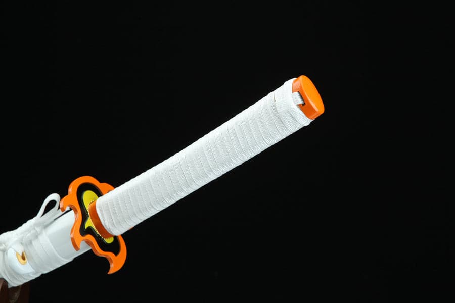 boxkatana Handmade Anime Katana Demon Slayer Kyojuro Rengoku Nichirin Sword 1045 High Carbon Steel White