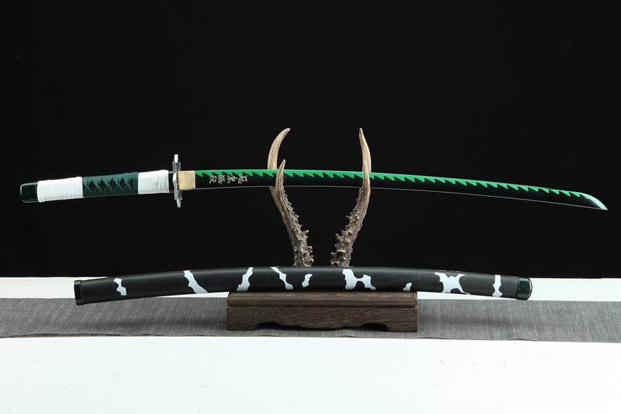 boxkatana Handmade Anime Katana Demon Slayer Sanemi Shinazugawa Nichirin Sword 1045 High Carbon Steel Black