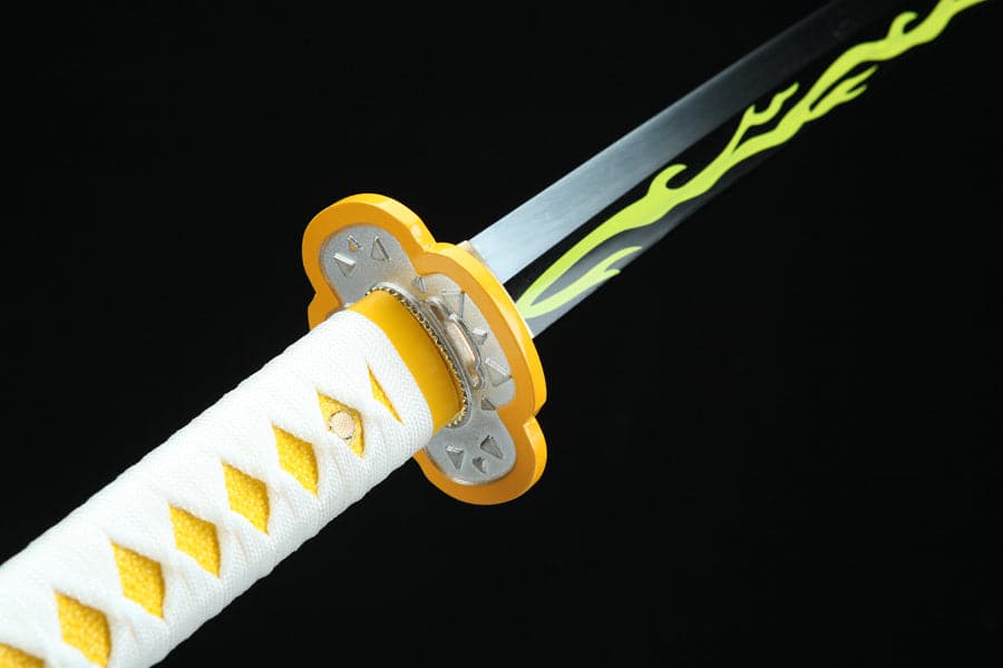 boxkatana Handmade Anime Katana Demon Slayer Zenitsu Agatsuma Sword 1045 High Carbon Steel Blade