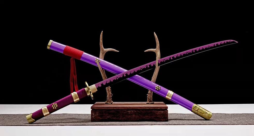 boxkatana Handmade Anime Katana One Piece Roronoa Zoro's Enma Sword Purple Blade 1045 High Carbon Steel Purple
