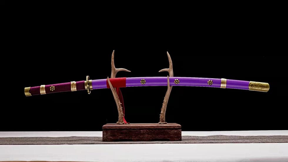 boxkatana Handmade Anime Katana One Piece Roronoa Zoro's Enma Sword Purple Blade 1045 High Carbon Steel Purple