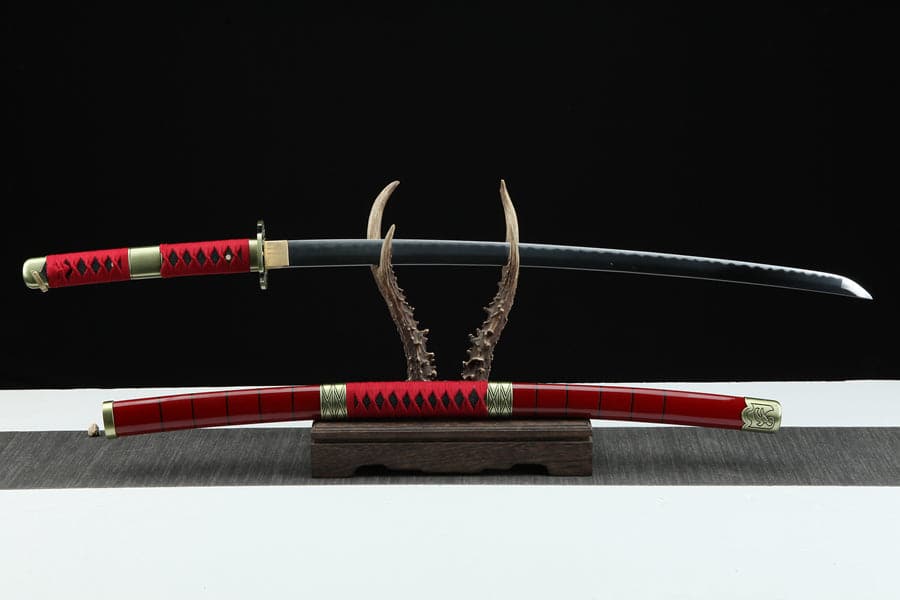 boxkatana Handmade Anime Katana One Piece Roronoa Zoro Sandai Kitetsu Sword 1045 High Carbon Steel Red