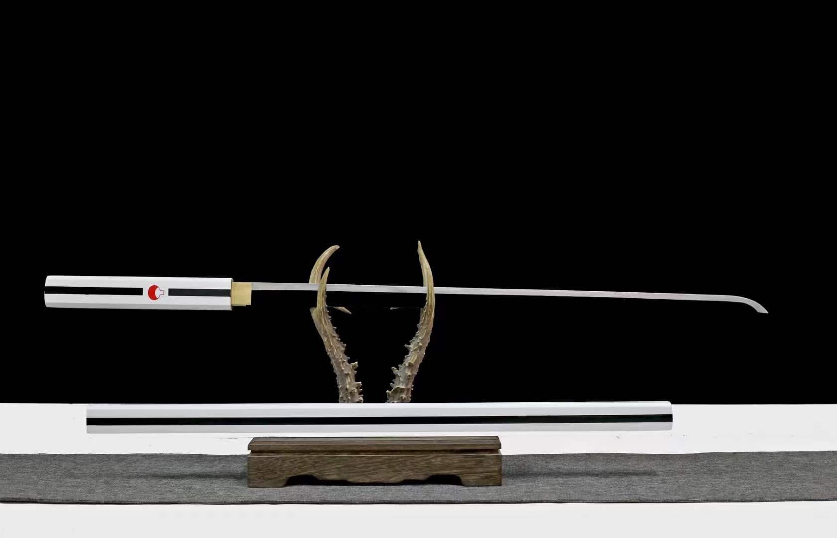 boxkatana Handmade Anime NARUTO Sasuke Kusanagi-No-Tsurugi Sword Shirasaya Ninja Sword Spring Steel Black Blade