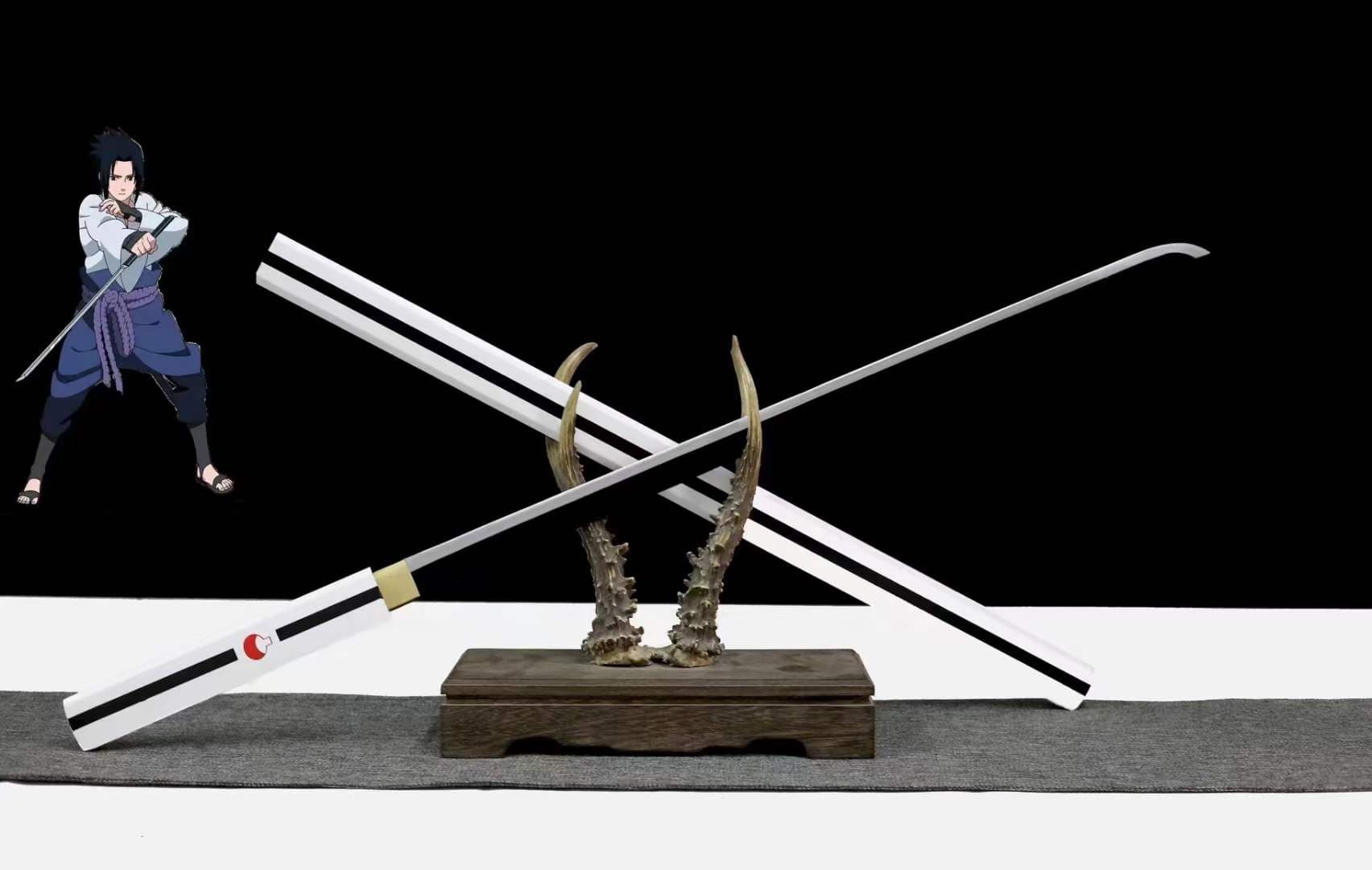 boxkatana Handmade Anime NARUTO Sasuke Kusanagi-No-Tsurugi Sword Shirasaya Ninja Sword Spring Steel WhiteBlade