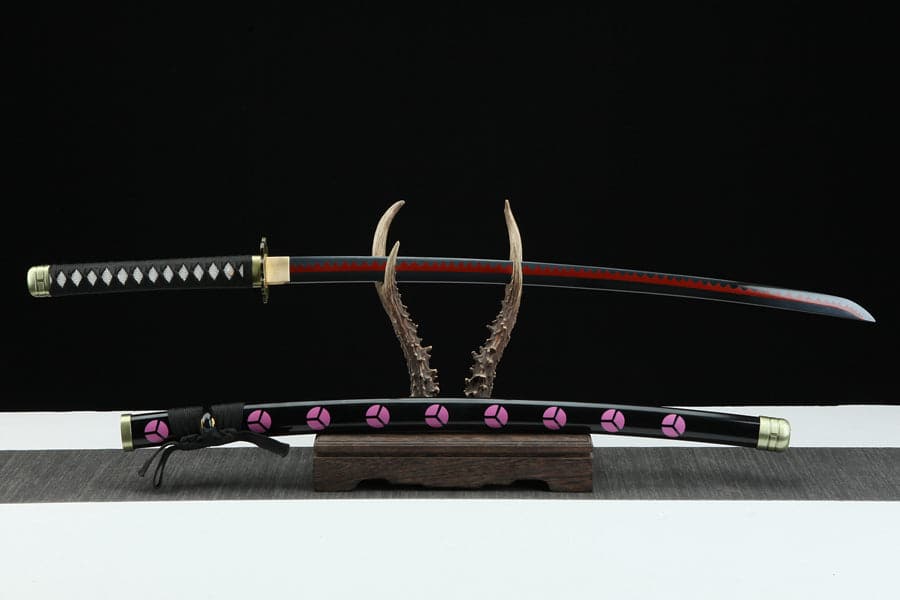boxkatana Handmade Anime One Piece Roronoa Zoro's Shusui Katana Sword 1045 High Carbon Steel Red Black Blade