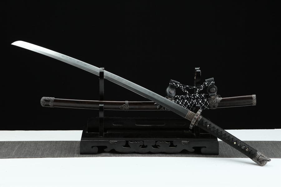 boxkatana Handmade Japanese Tachi Odachi Sakura Pattern Steel High Ebony