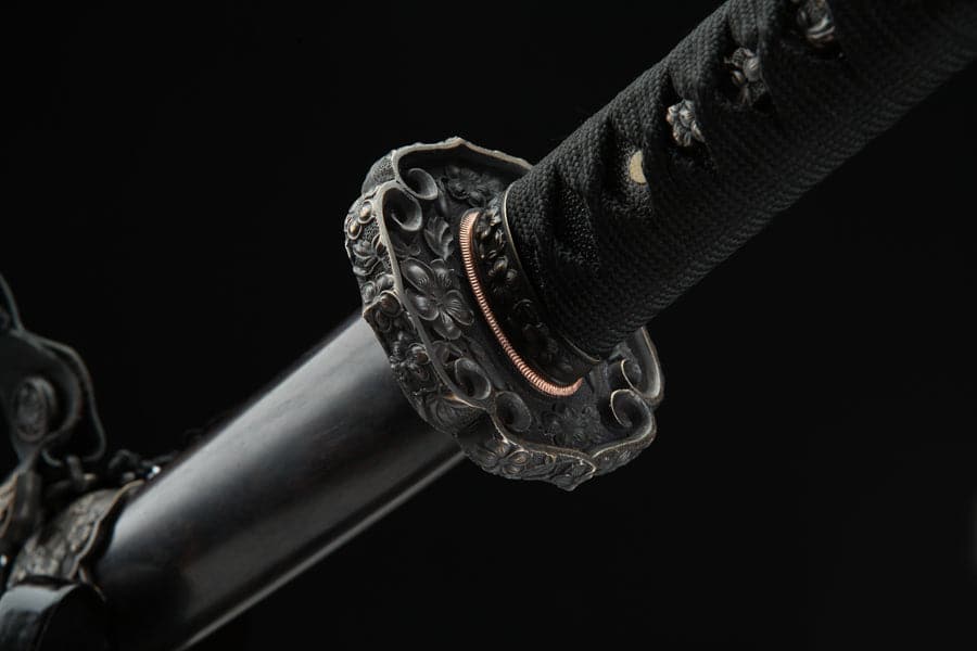 boxkatana Handmade Japanese Tachi Odachi Sakura Pattern Steel High Ebony