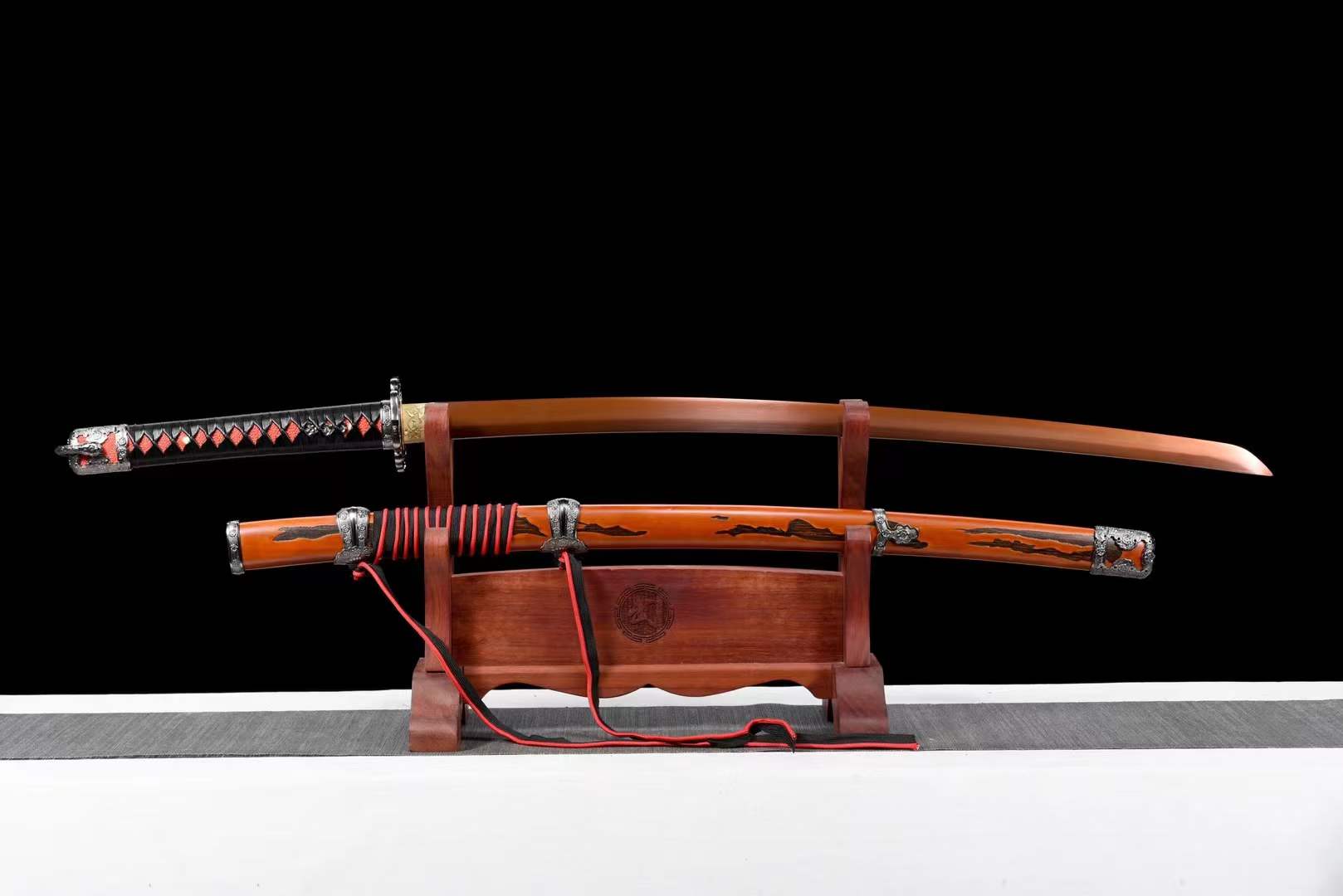boxkatana Handmade Undead Cut Katana Sword, Sekiro: Shadows Die Twice Japanese Samurai Sword, Red Manganese Steel Blades, Full Tang