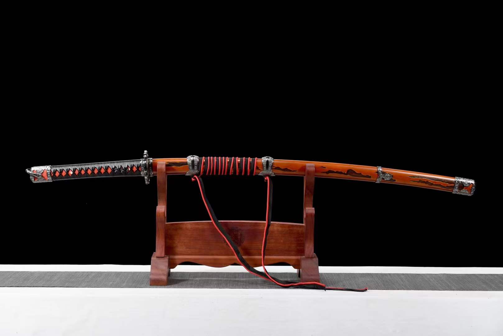 boxkatana Handmade Undead Cut Katana Sword, Sekiro: Shadows Die Twice Japanese Samurai Sword, Red Manganese Steel Blades, Full Tang