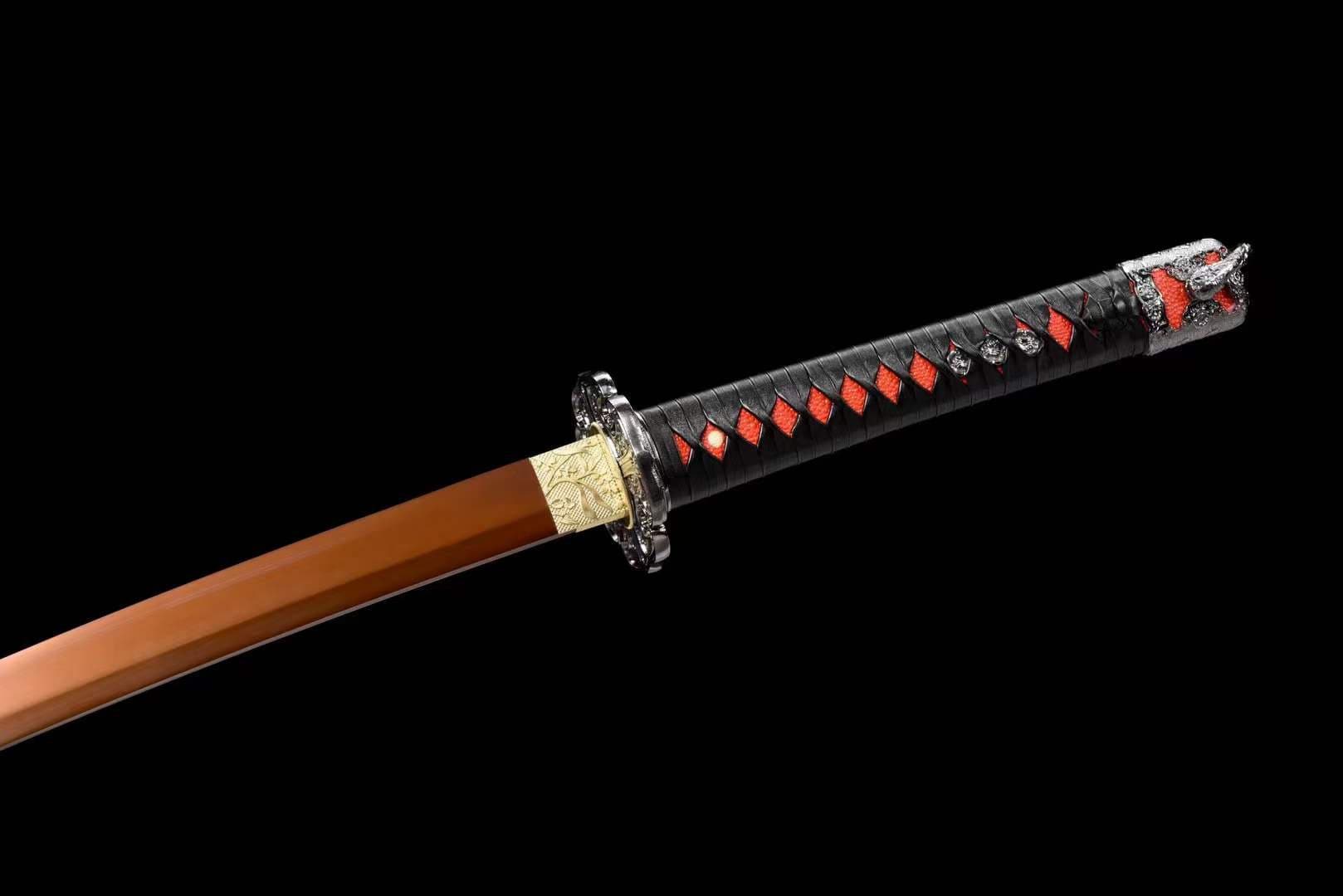 boxkatana Handmade Undead Cut Katana Sword, Sekiro: Shadows Die Twice Japanese Samurai Sword, Red Manganese Steel Blades, Full Tang