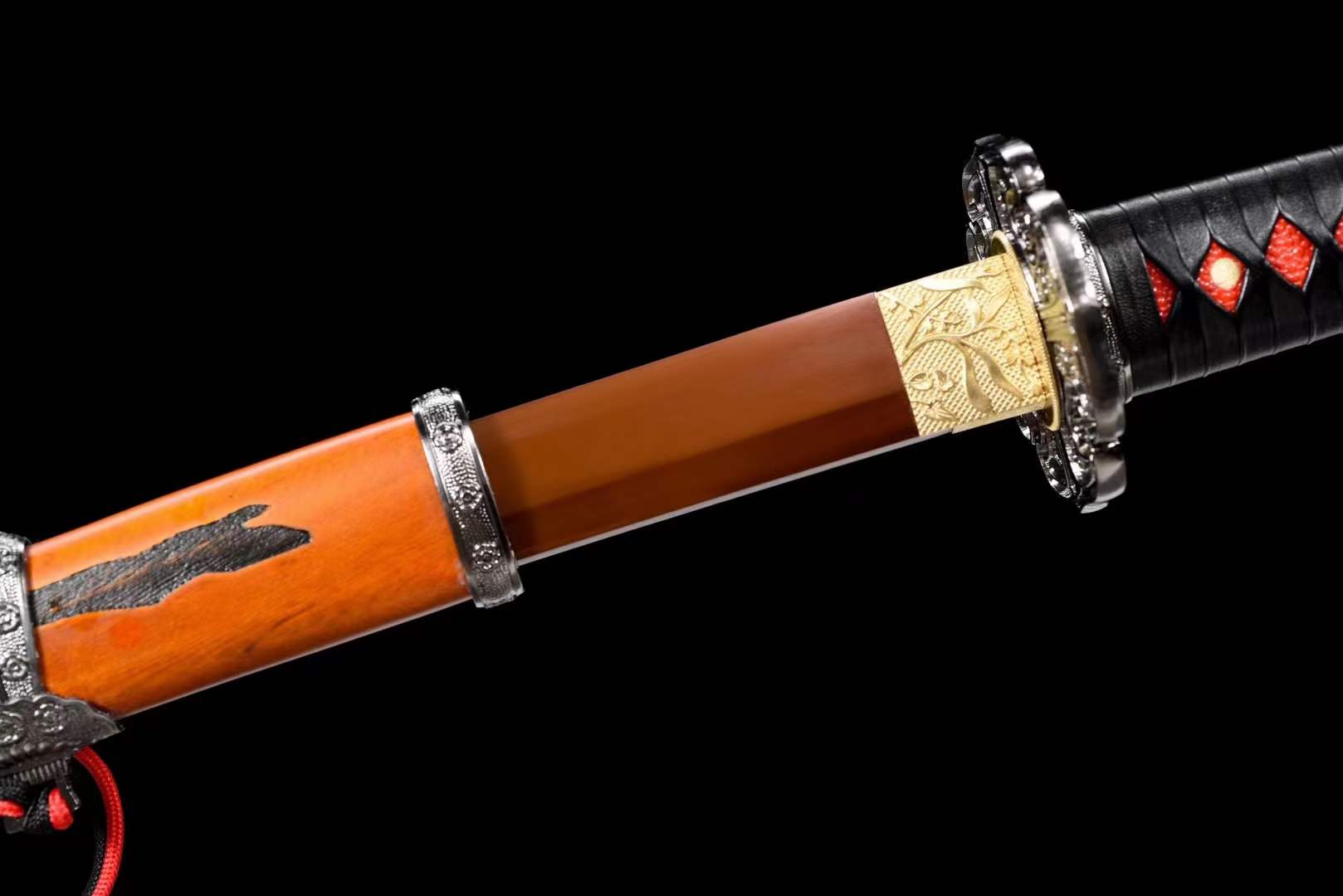 boxkatana Handmade Undead Cut Katana Sword, Sekiro: Shadows Die Twice Japanese Samurai Sword, Red Manganese Steel Blades, Full Tang