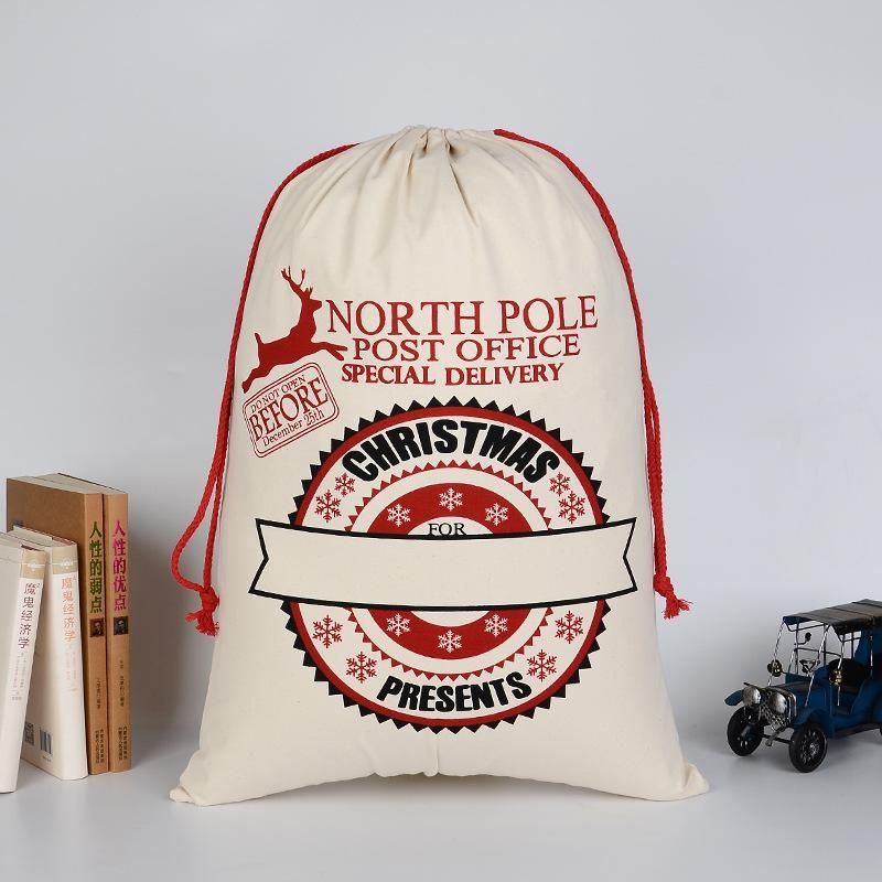 Large Thick Canvas Bag Christmas Gift Cotton Eco-Friendly Drawstring Bag
