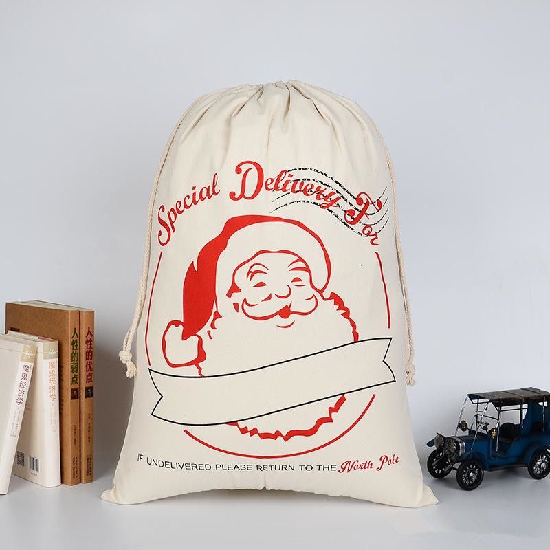 Large Thick Canvas Bag Christmas Gift Cotton Eco-Friendly Drawstring Bag
