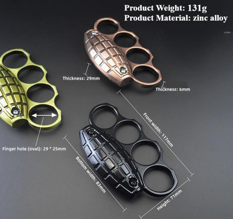 Grenade-style High-strength Tactical Finger Ring (Knuckle Duster) - Tactical Survival Tool