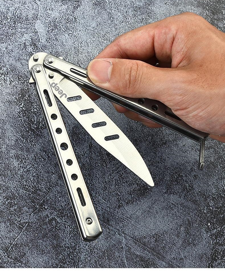 Gravity butterfly knife comb, all-steel folding type for novice practice, unsharpened