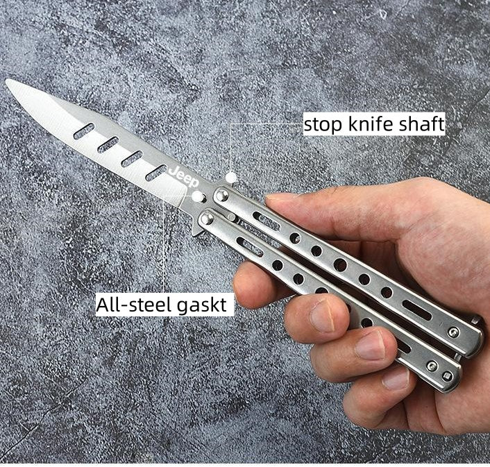 Gravity butterfly knife comb, all-steel folding type for novice practice, unsharpened