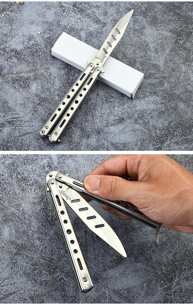 Gravity butterfly knife comb, all-steel folding type for novice practice, unsharpened