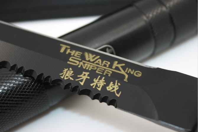 BMF Wolf's Tooth Special Operations Black Edition Double-Edged Serrated Baton Knife 说明：