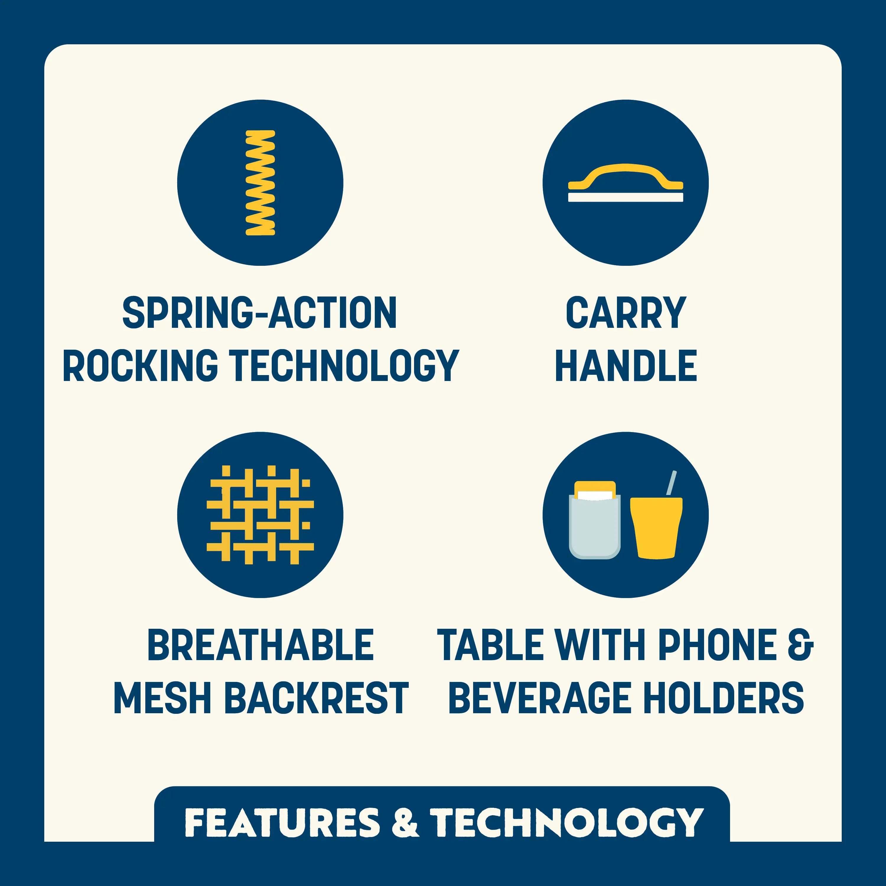 Freestyle Rocker with Side Table features and technology overview. 