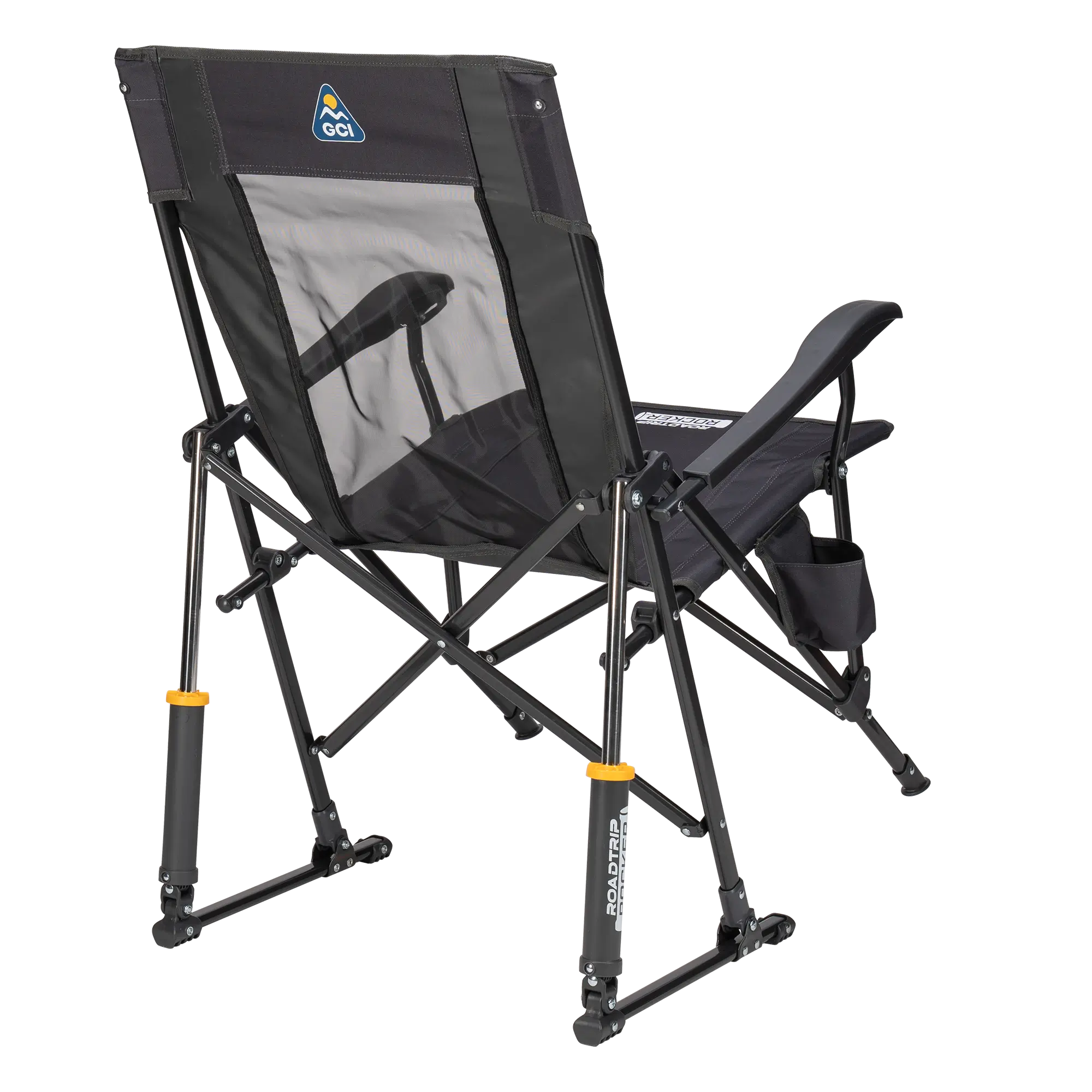 Back angle of dark charcoal roadtrip rocker.