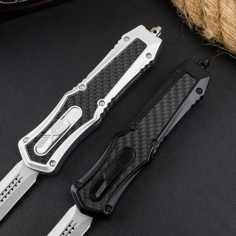 Carbon Fiber Handle Straight Switchblade
