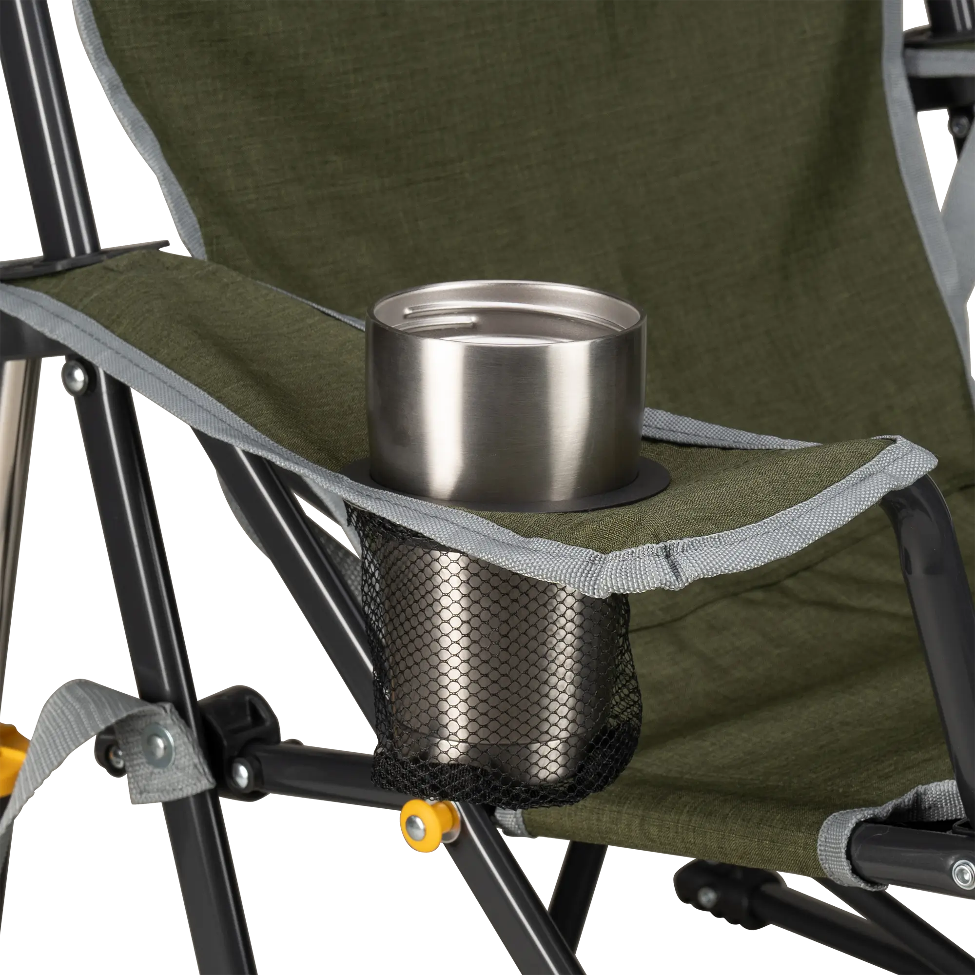 Kickback Rocker, Heathered Loden, Cup Holder Detail