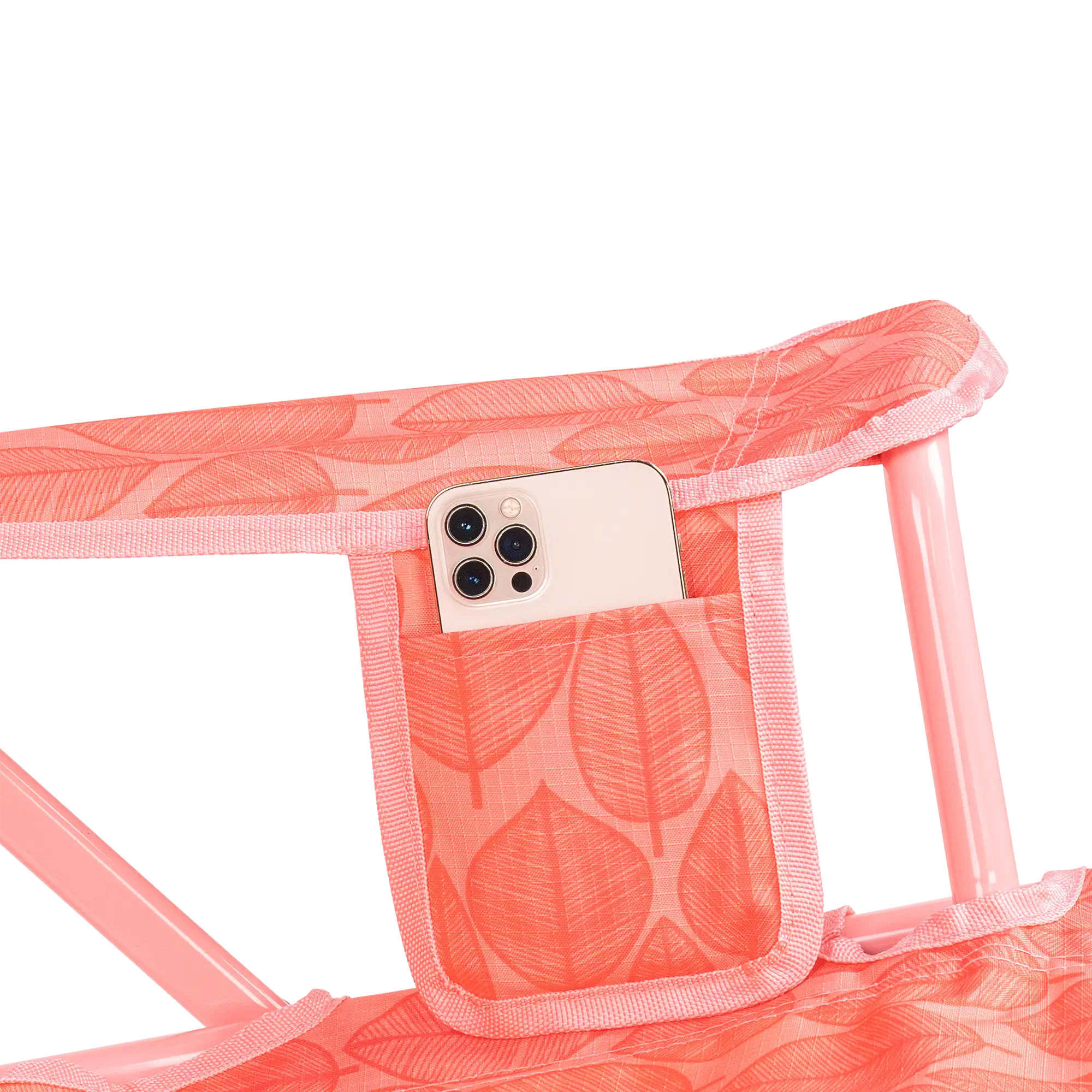 Kickback Rocker, Soft Pink Leaf, Phone Pocket Detail