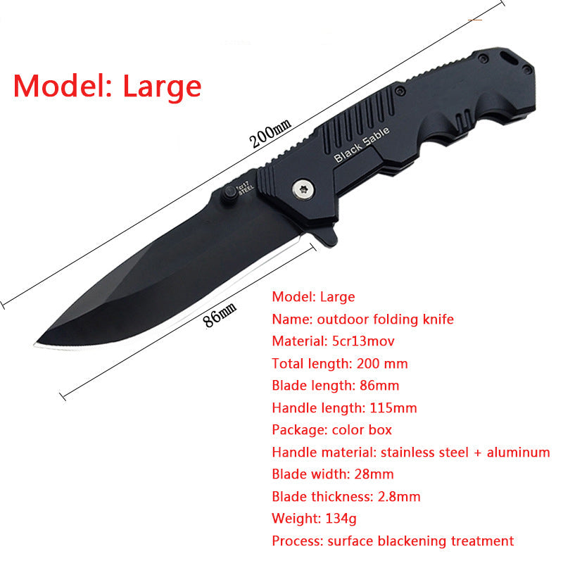 Portable Folding Outdoor Black Pocket Tool Large and Small Size