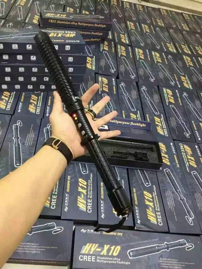 X10 Electric Baton Blackhawk Five Gears Strong Light High-voltage Telescopic Electric Baton Outdoor Self-defense