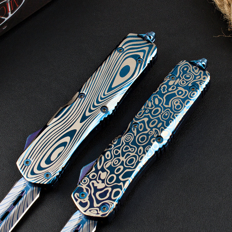 Blue Titanium Gorgosaurus Straight-Out Switchblade