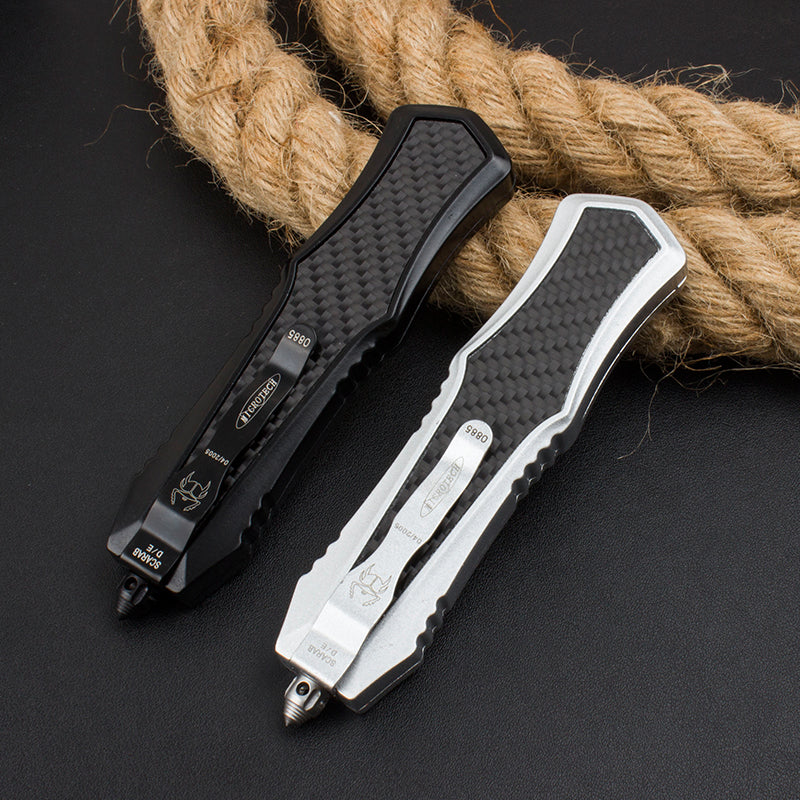 Carbon Fiber Handle Straight Switchblade