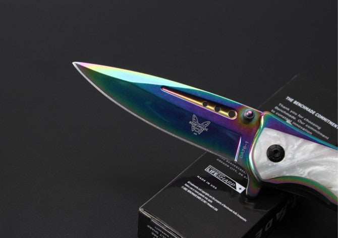 Color titanium quick-opening folding knife