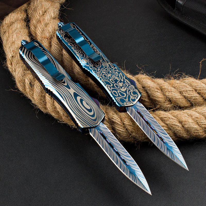 Blue Titanium Gorgosaurus Straight-Out Switchblade
