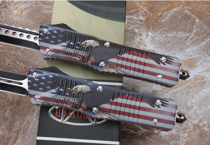 Clad Eagle Whistle Straight Jump Spring Knife