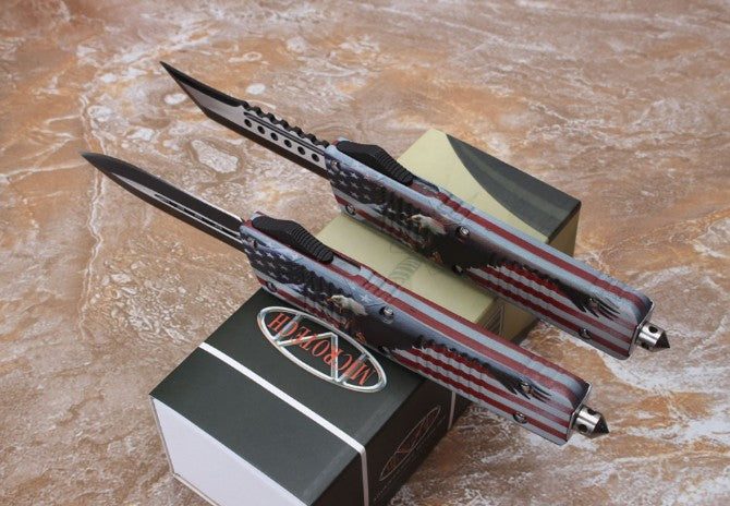 Clad Eagle Whistle Straight Jump Spring Knife