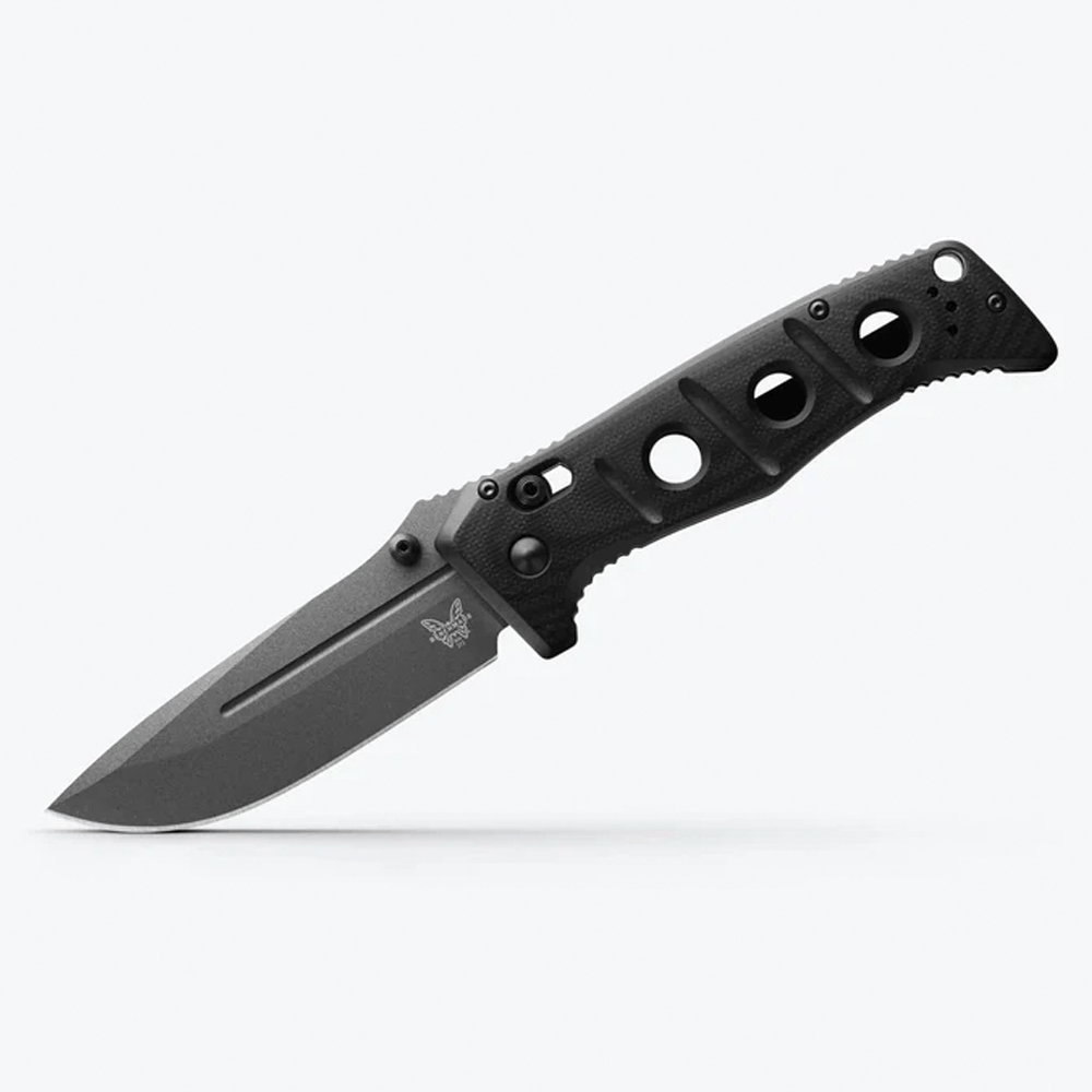 Benchmade Adamas® 275GY-1 – 3.78" Gray Cerakote CPM-CruWear Drop-Point Blade, Black G10 Handle, AXIS® Lock Folding Knife