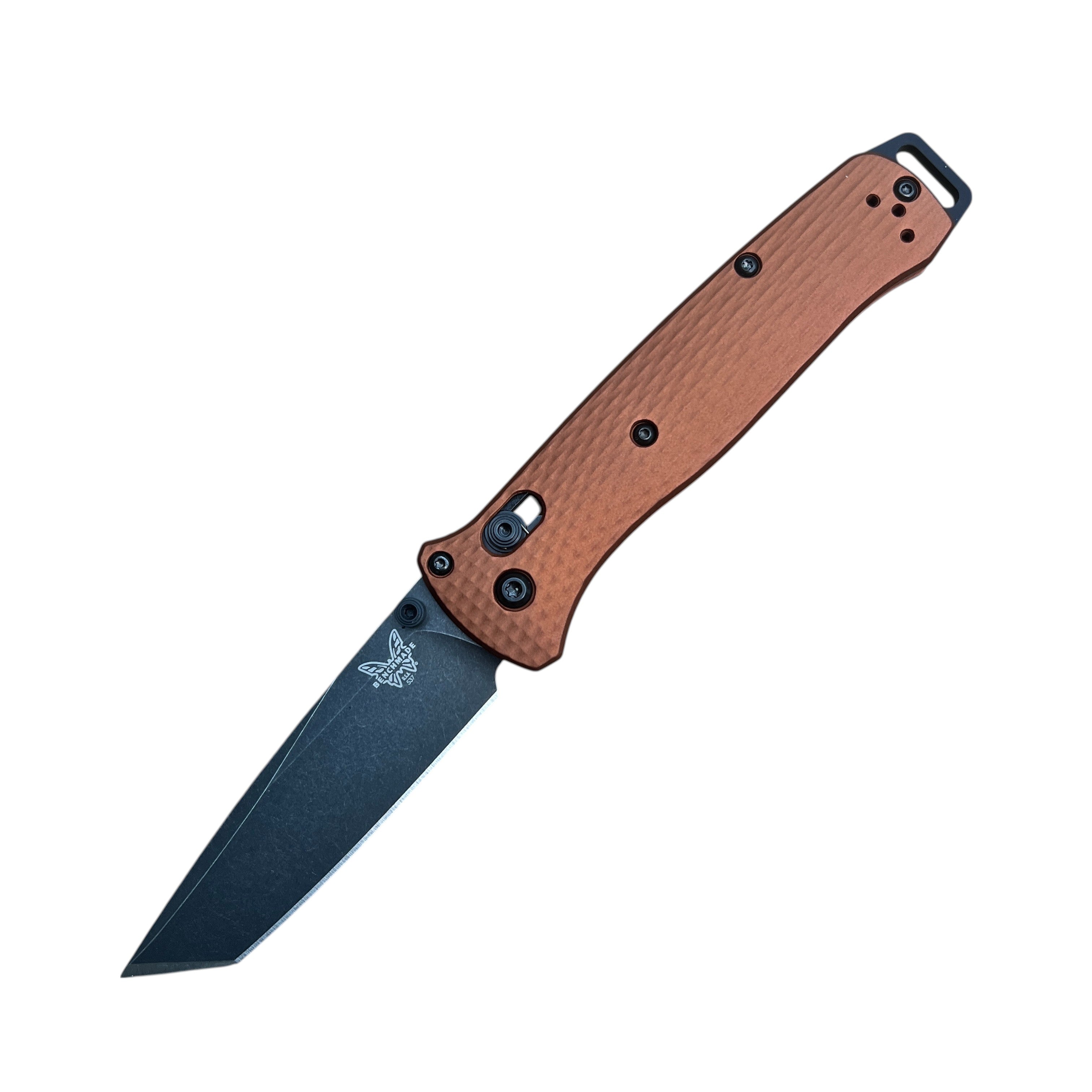 Benchmade Bailout Folding Knife 537BK-07 – 3.38" CPM‑MagnaCut Black Battlewash Tanto Blade, Burnt Copper Aluminum Handle