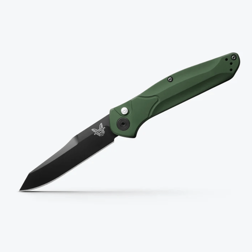 Benchmade Osborne 9400BK Automatic Knife – 3.4" CPM‑S30V Reverse Tanto Blade, Green Aluminum Handle