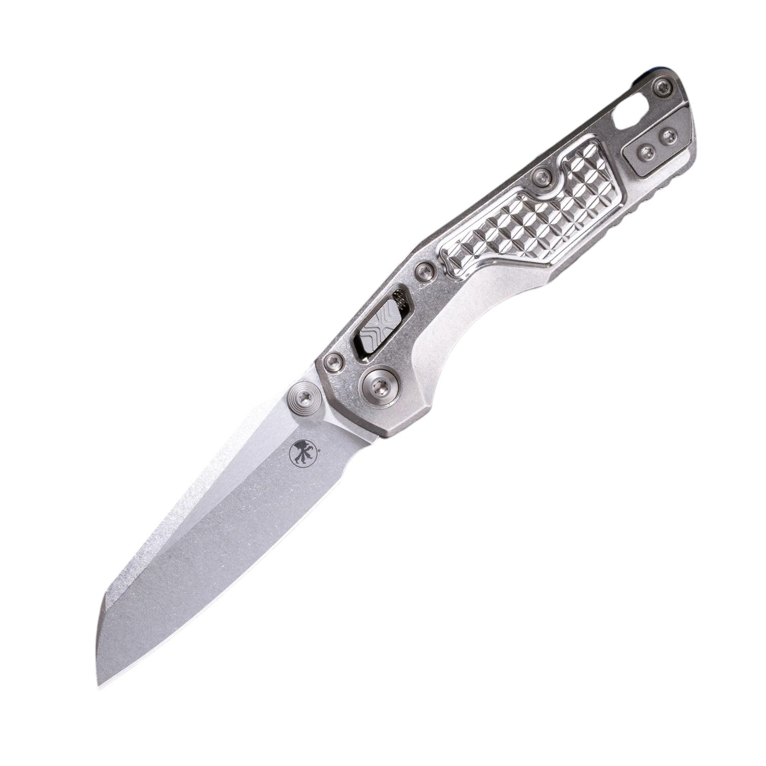 Microtech MSI Mini RAM-LOK Marfione Select Folding Knife – M390MK Stonewash, Frag Titanium with Blue Accents