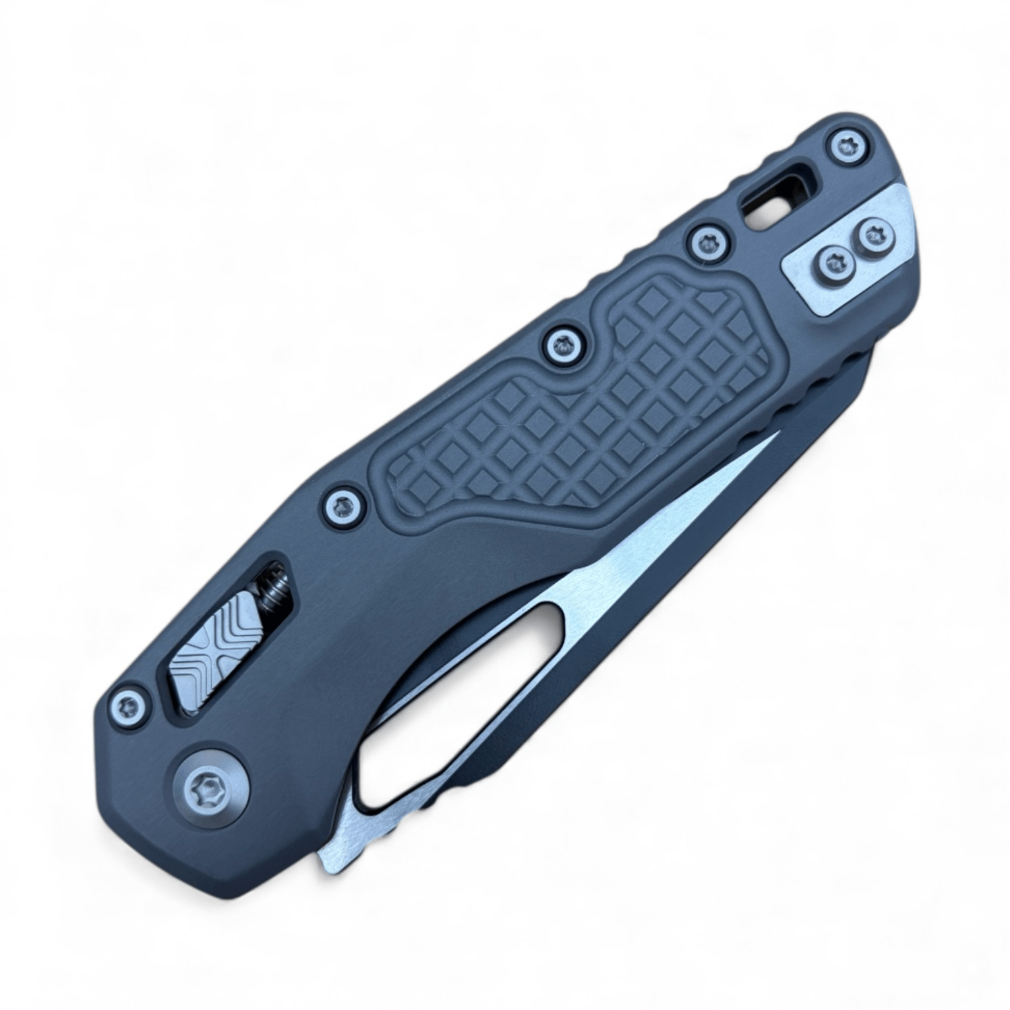 Microtech MSI S/E Manual Folder – M390MK Blade, Natural Clear Frag Aluminum Handle