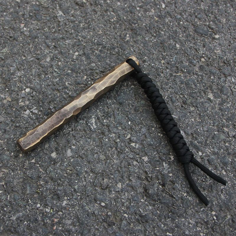 Retro Brass EDC Tool with Hand-polished Stone Pits on The Surface