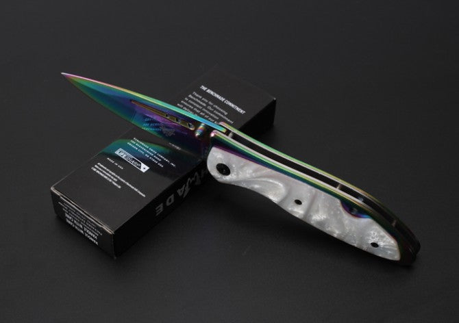 Color titanium quick-opening folding knife