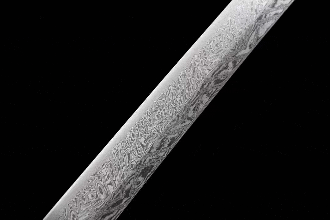 BoxKatana Damascus Samurai Katana [Silver Dragon Fighting Sword]