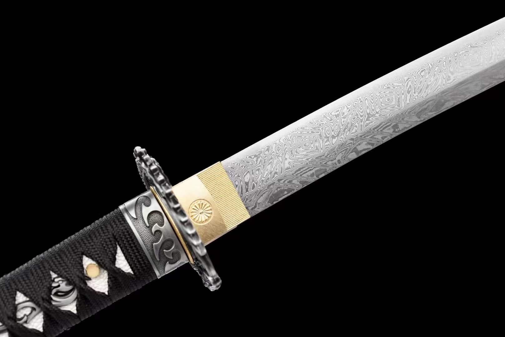 BoxKatana Damascus Samurai Katana [Silver Dragon Fighting Sword]