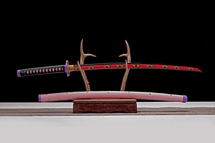 boxkatana Hand Forged Anime Katana Demon Slayer Kokushibo 1045 Carbon steel Red Blade