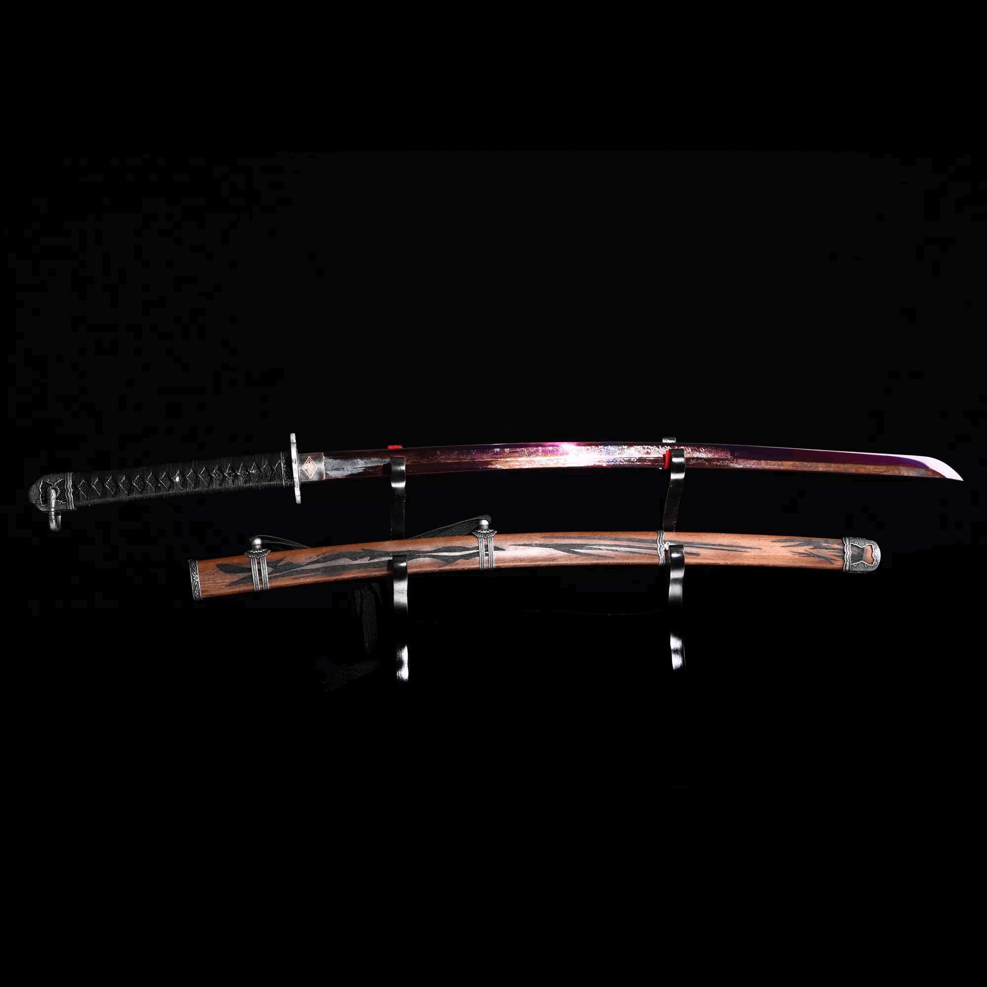 boxkatana Hand Forged Anime Katana Sekiro: Shadows Die Twice Undead Cut High Manganese Steel Red Blade