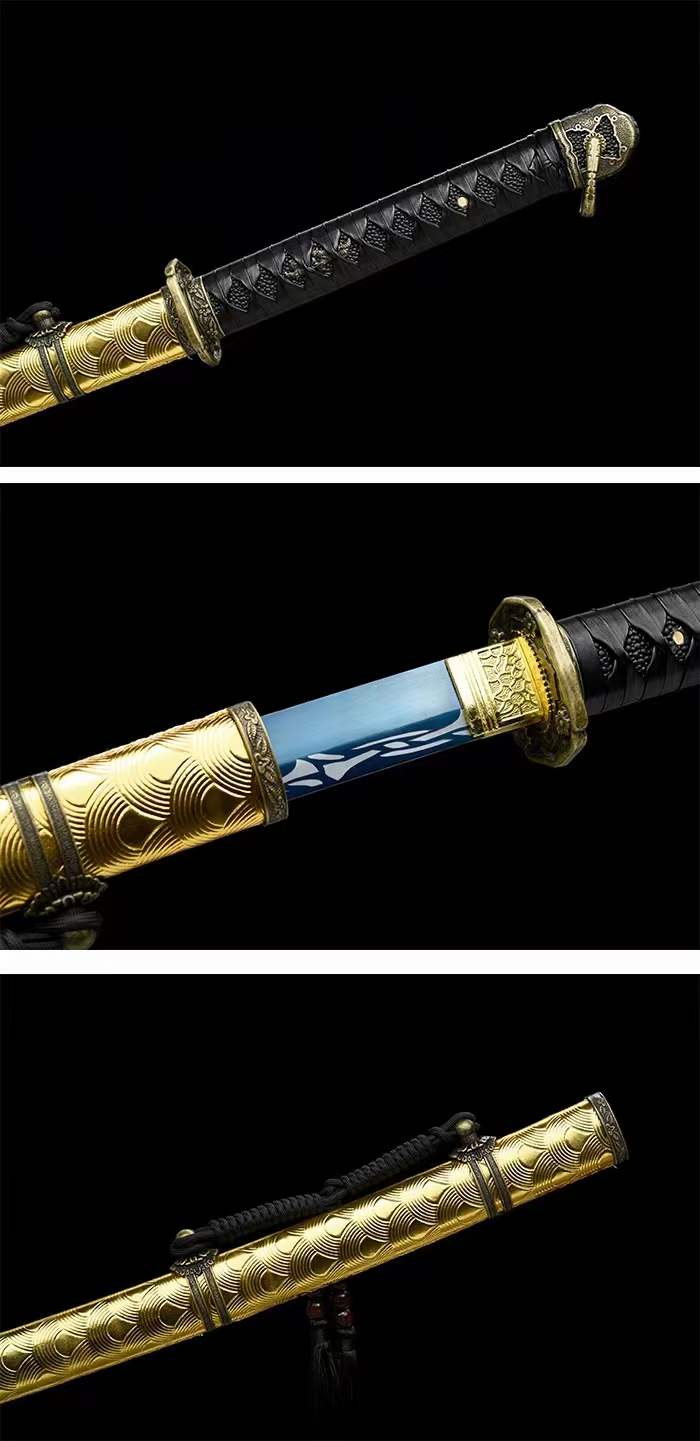 boxkatana Hand Forged Japanese Samurai Katana 98 High manganese Steel Baked Blue