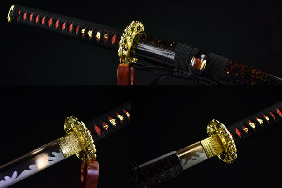 boxkatana Hand Forged Japanese Samurai Katana Bare Gold T10 Carbon steel Blade baking gold