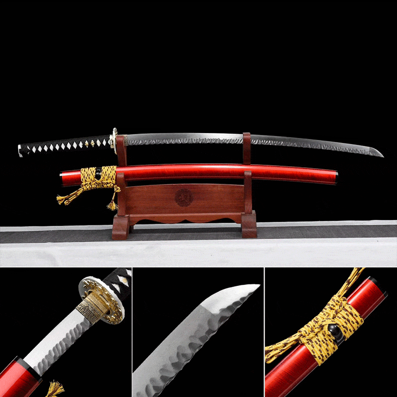 boxkatana Hand Forged Japanese Samurai Katana Confidante Pattern Steel Hammered Texture